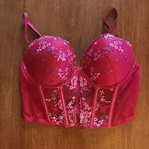Victoria's Secret Red Floral Lace Corset